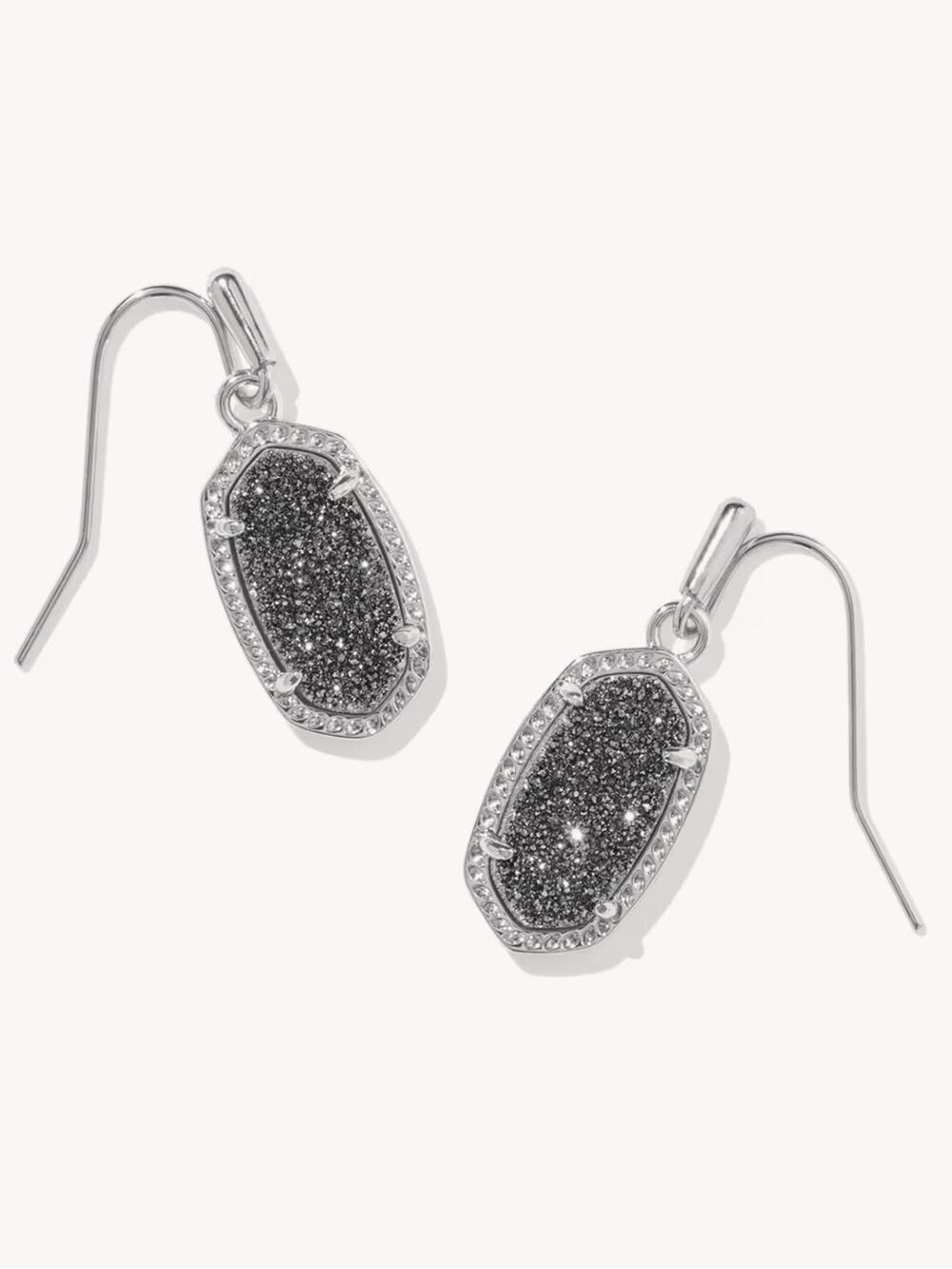Kendra Scott Lee Silver Drop Earrings in Platinum Drusy